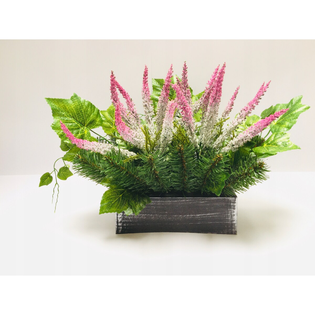 BUKIET STROIK WIĄZANKA SZTUCZNA W DONICY na cmentarz bliskich wrzos pomnik