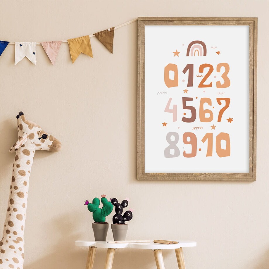 Plakat dla dzieci Liczby boho 3 40x50