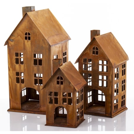 Domek metalowy 3 szt. 38,5x18,5x19,5 cm BAGNOLE rdzawy