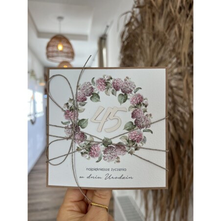Ręcznie robiona kartka na 45 urodziny
