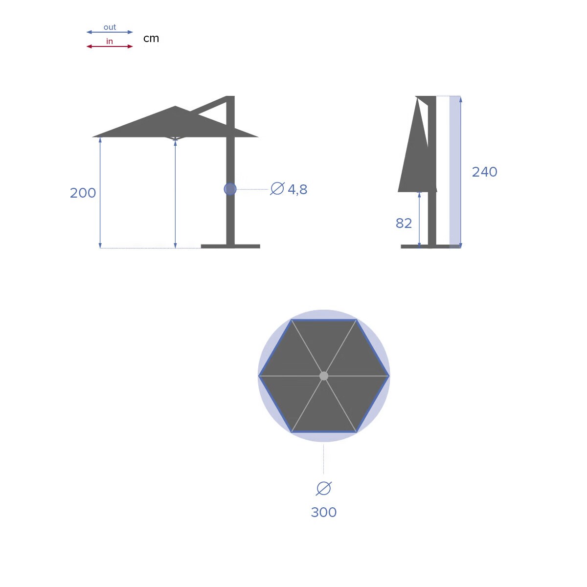 Parasol ogrodowy ze stelażem, MANOA, 300 cm