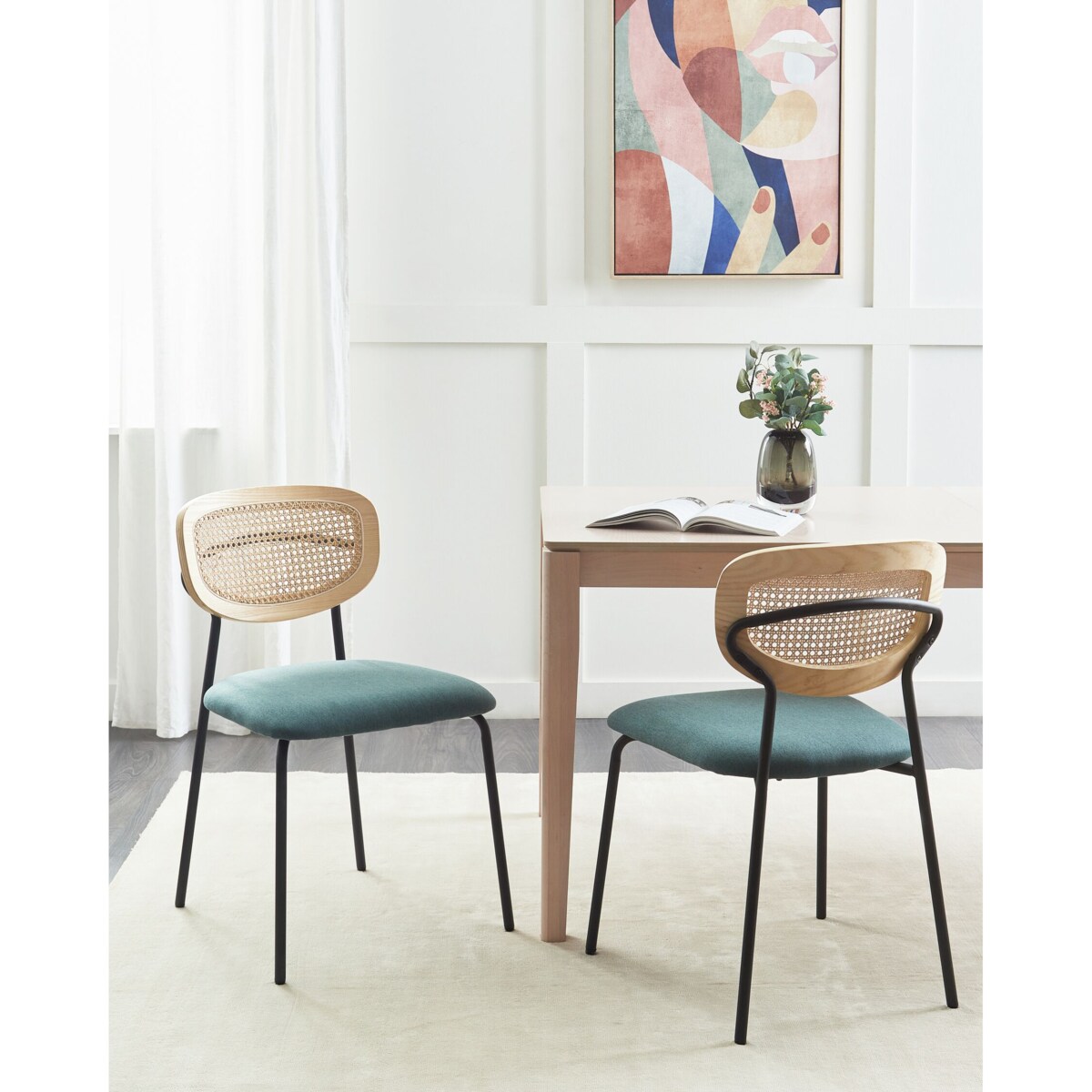 Krzesło do jadalni Zestaw 2 Tkanina Lazurowy MAYETTA