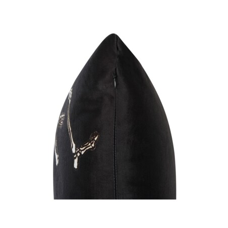 2 welurowe poduszki dekoracyjne z motywem w szkielety 45 x 45 cm czarne MEDVES