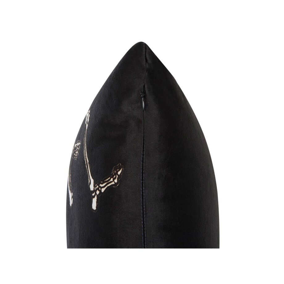 2 welurowe poduszki dekoracyjne z motywem w szkielety 45 x 45 cm czarne MEDVES