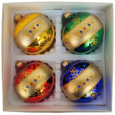 Bombka szklana 4 szt. POPOLARE - III Ø 100 mm