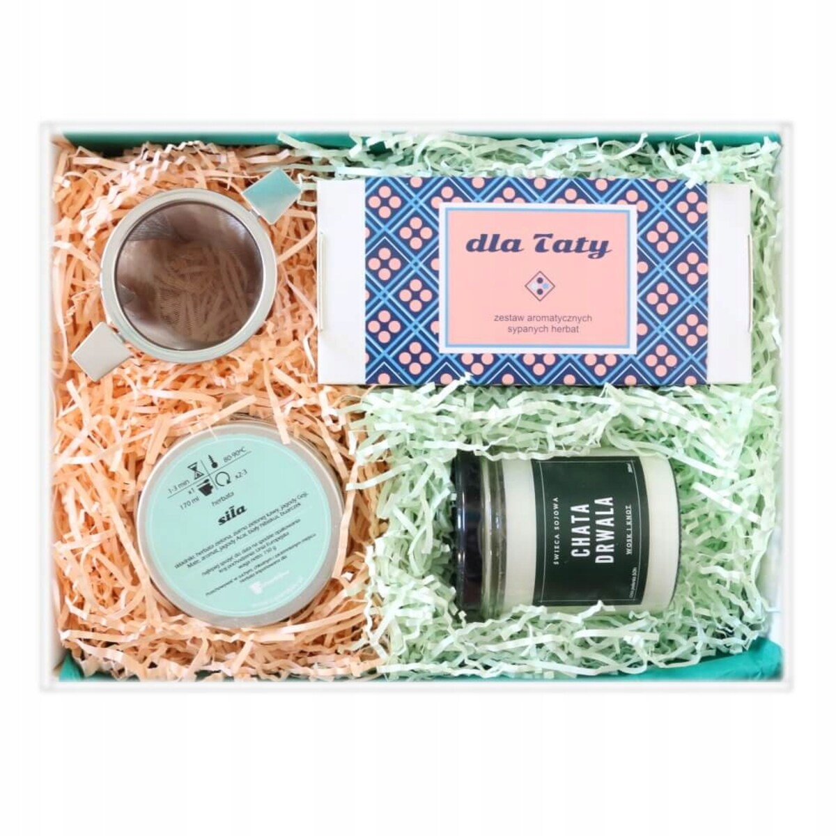 ZESTAW PREZENTOWY UPOMINKOWY - BOX PREMIUM PREZENT UPOMINEK DLA TATY NA DZIEŃ OJCA URODZINY - KAWA HERBATA KUBEK ZAPARZACZ
