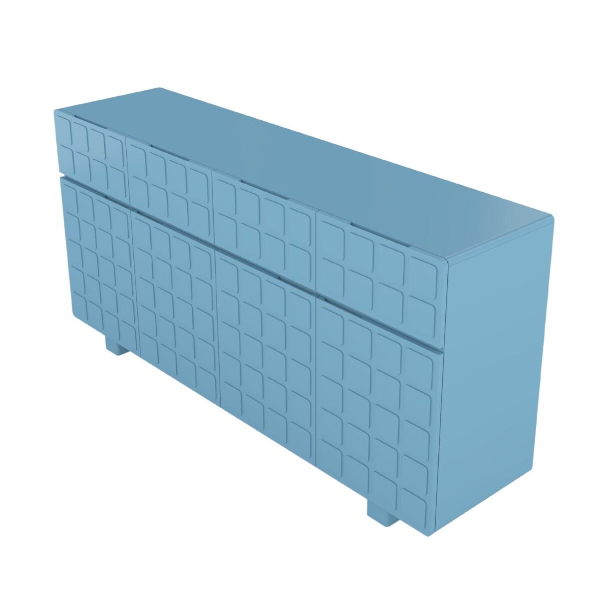 Nowoczesna komoda z frontami 3D Skandica CUBO LONG / kolor pastelowy niebieski / szer. 169 cm