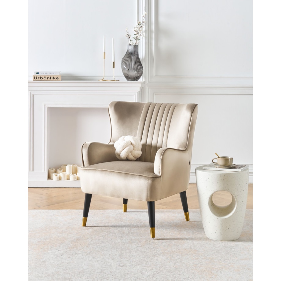 Fotel uszak VARBERG Welur Beżowy