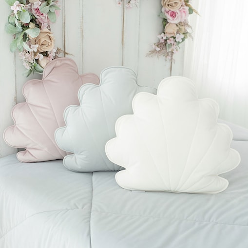 Poduszka Muszelka biała, Velvet Shell White