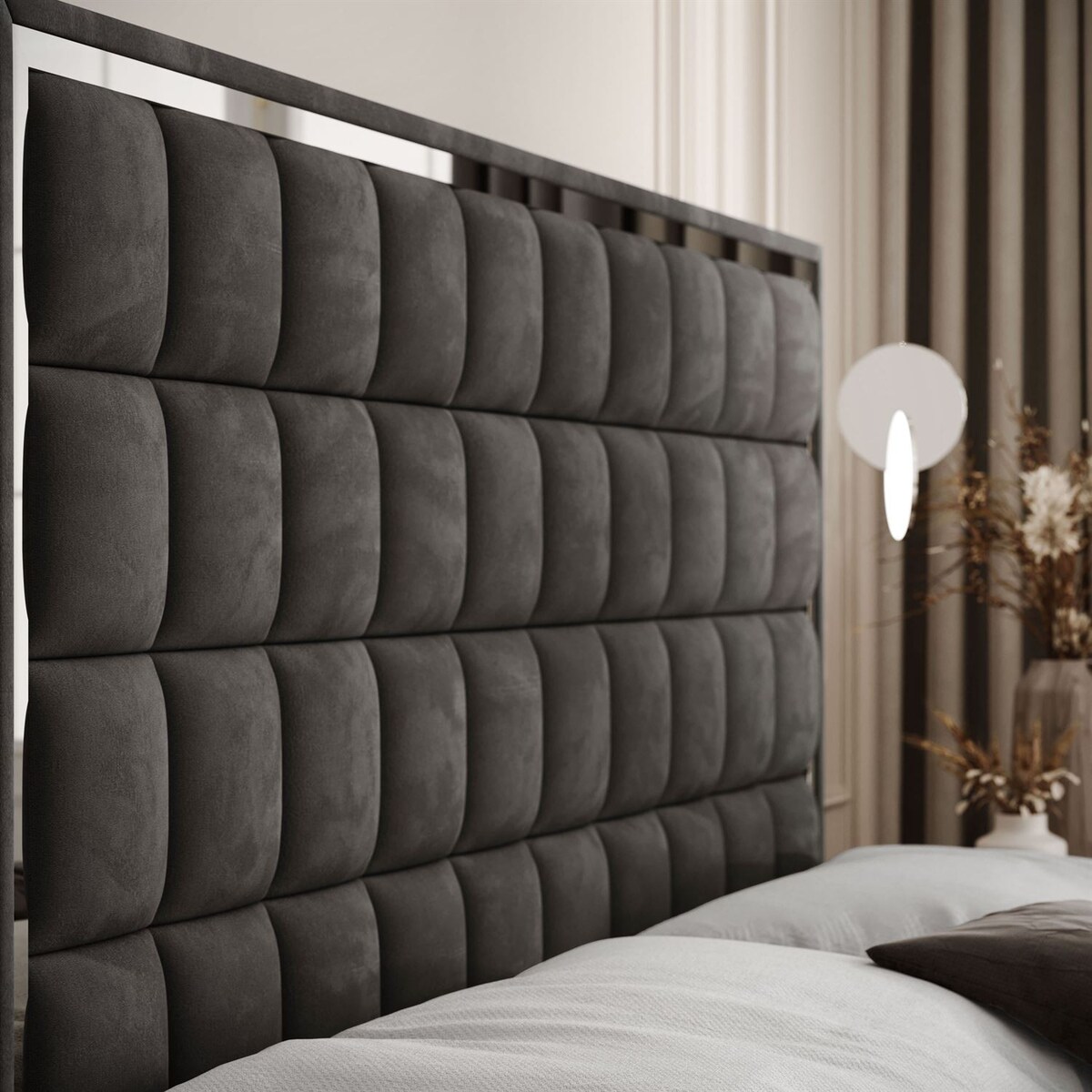 Łóżko kontynentalne ISADORA II SILVER, pojemnik na pościel, 160x200, RV 185, topper