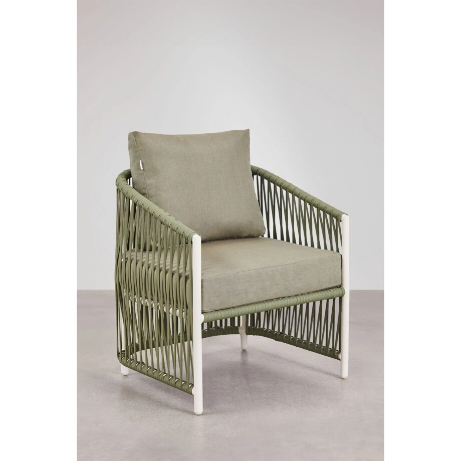 Zestaw ogrodowy: dwuosobowa sofa, 2 fotele i stolik kawowy zielony Sophie