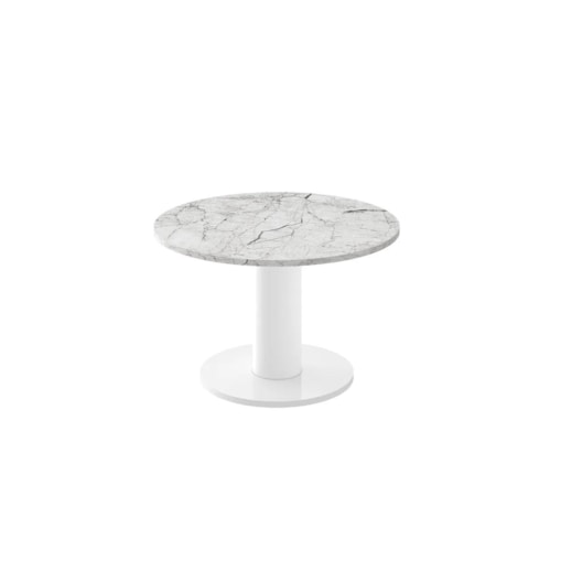 Stolik kawowy SOLO MINI ⌀80cm jasny marmur połysk/biały