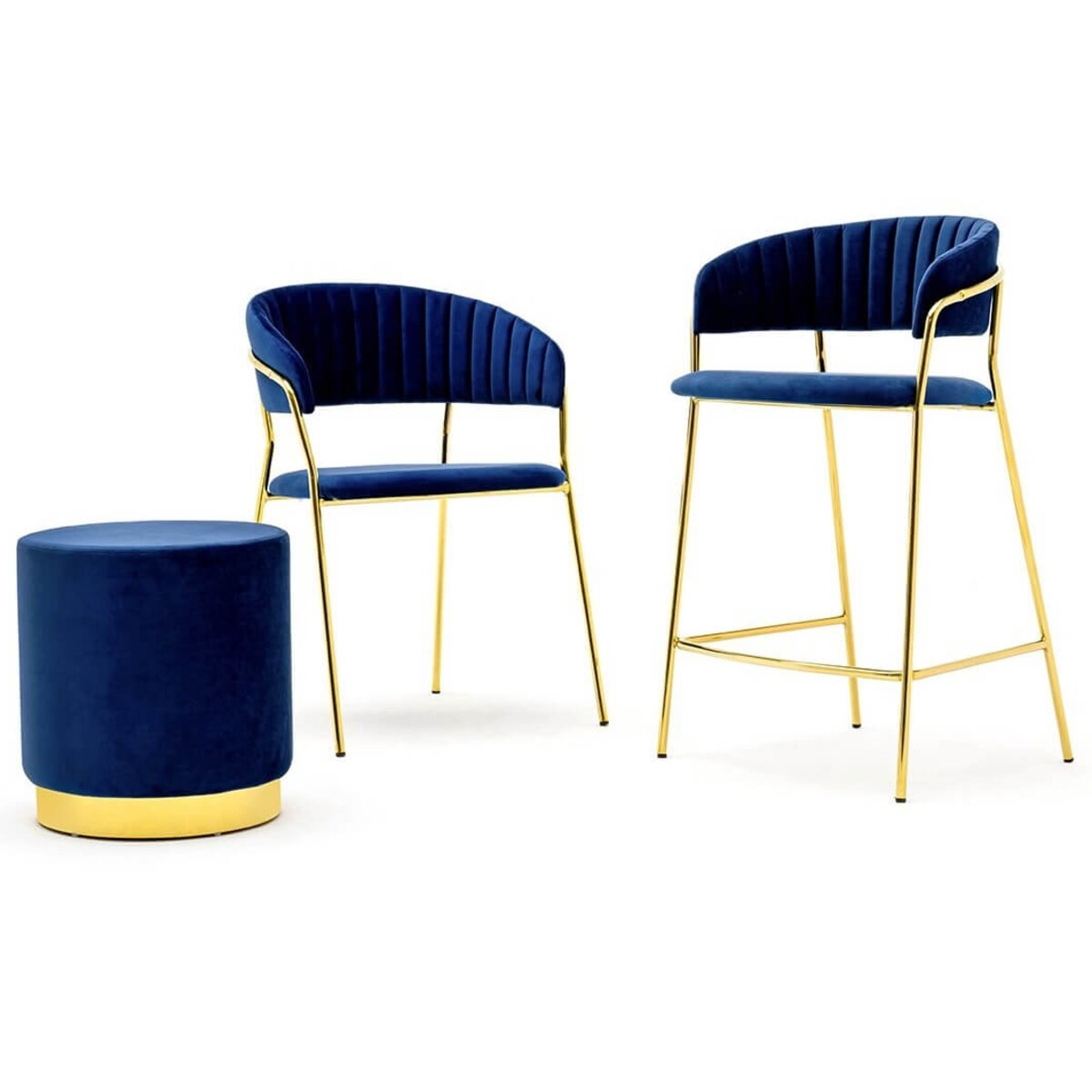 Hoker kuchenny Margo KH1201100129.64 King Home welurowy ciemnoniebieski