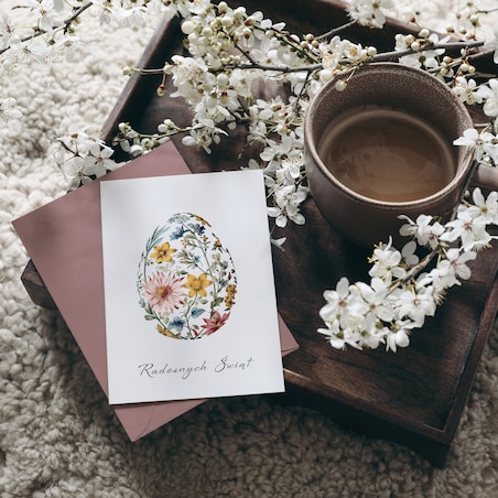 Kartka Wielkanocna Kwiecista Pisanka 2 12x17