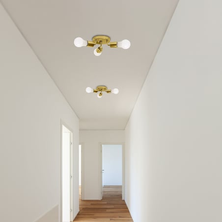 Lampa Sufitowa Plafon Potrójna Metalowa Gold 3