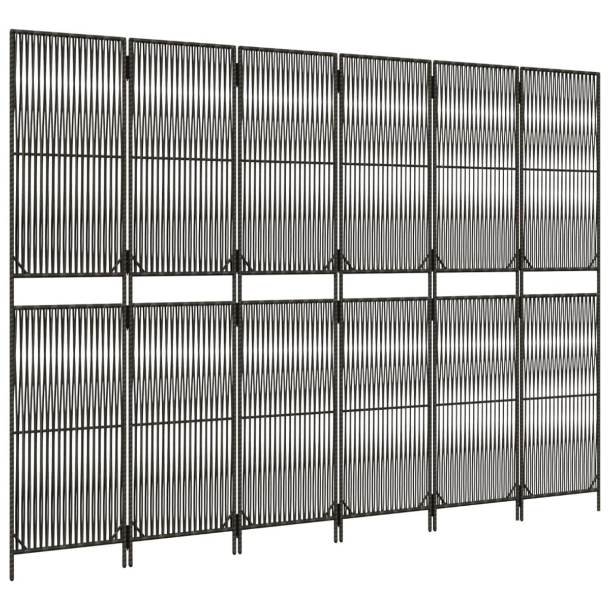 vidaXL Parawan 6-panelowy, szary, polirattan