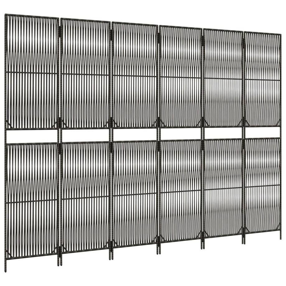 vidaXL Parawan 6-panelowy, szary, polirattan