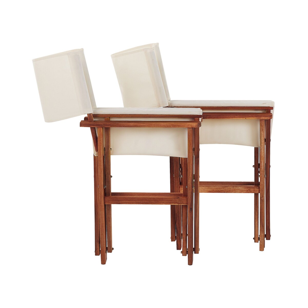 Zestaw 2 krzeseł ogrodowych akacjowy ciemne drewno z białym / wzór w plamy CINE