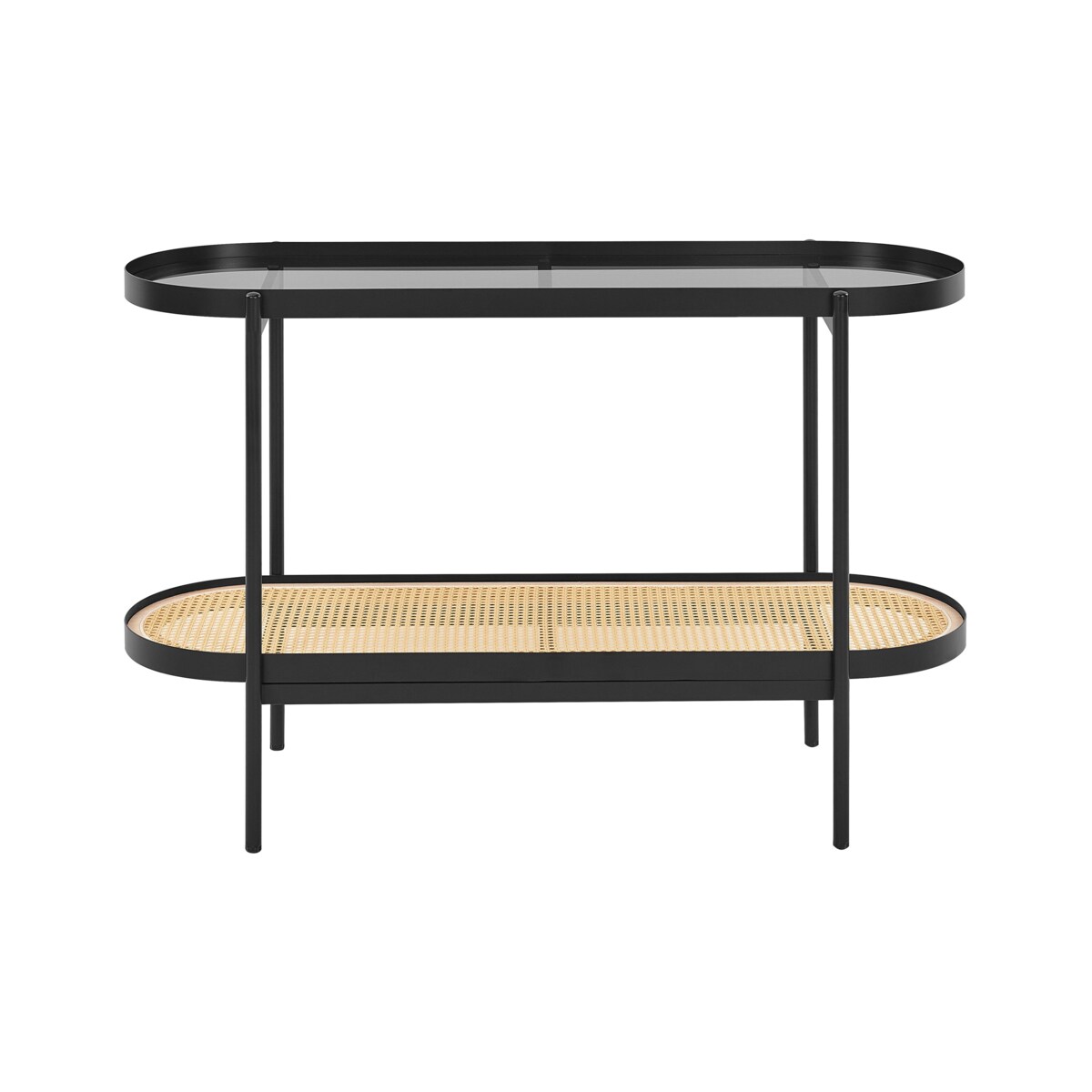 Konsola szklana jasne drewno z czarnym RENO