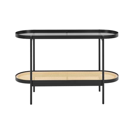 Konsola szklana jasne drewno z czarnym RENO