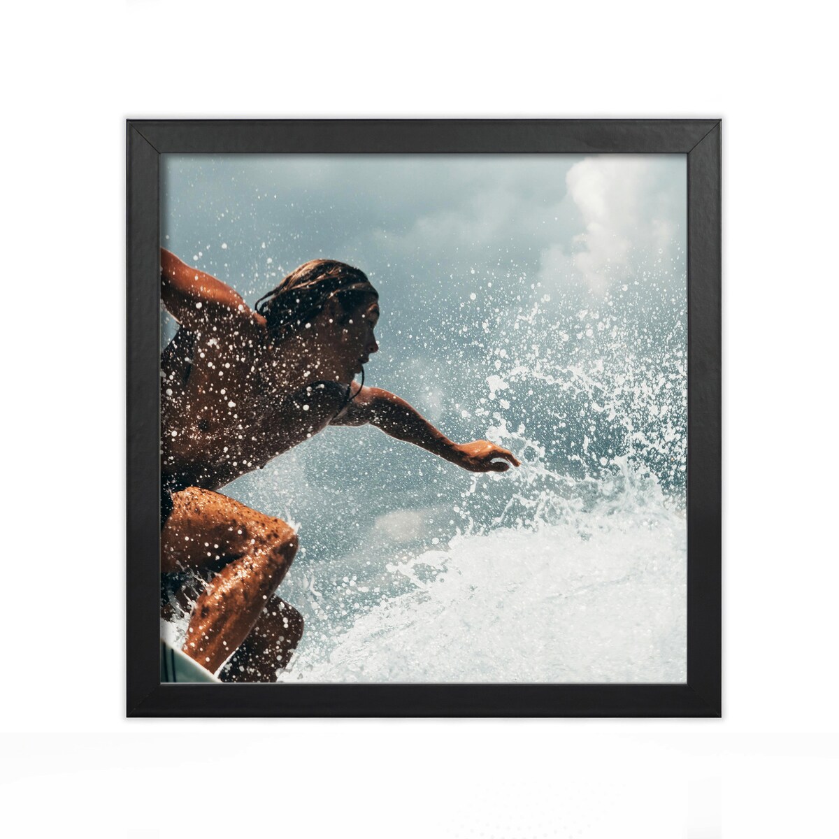 Ramka na zdjęcia 30x30 cm czarna rama MDF z plexi do powieszenia poziom pion klasyczna ramka kwadratowa