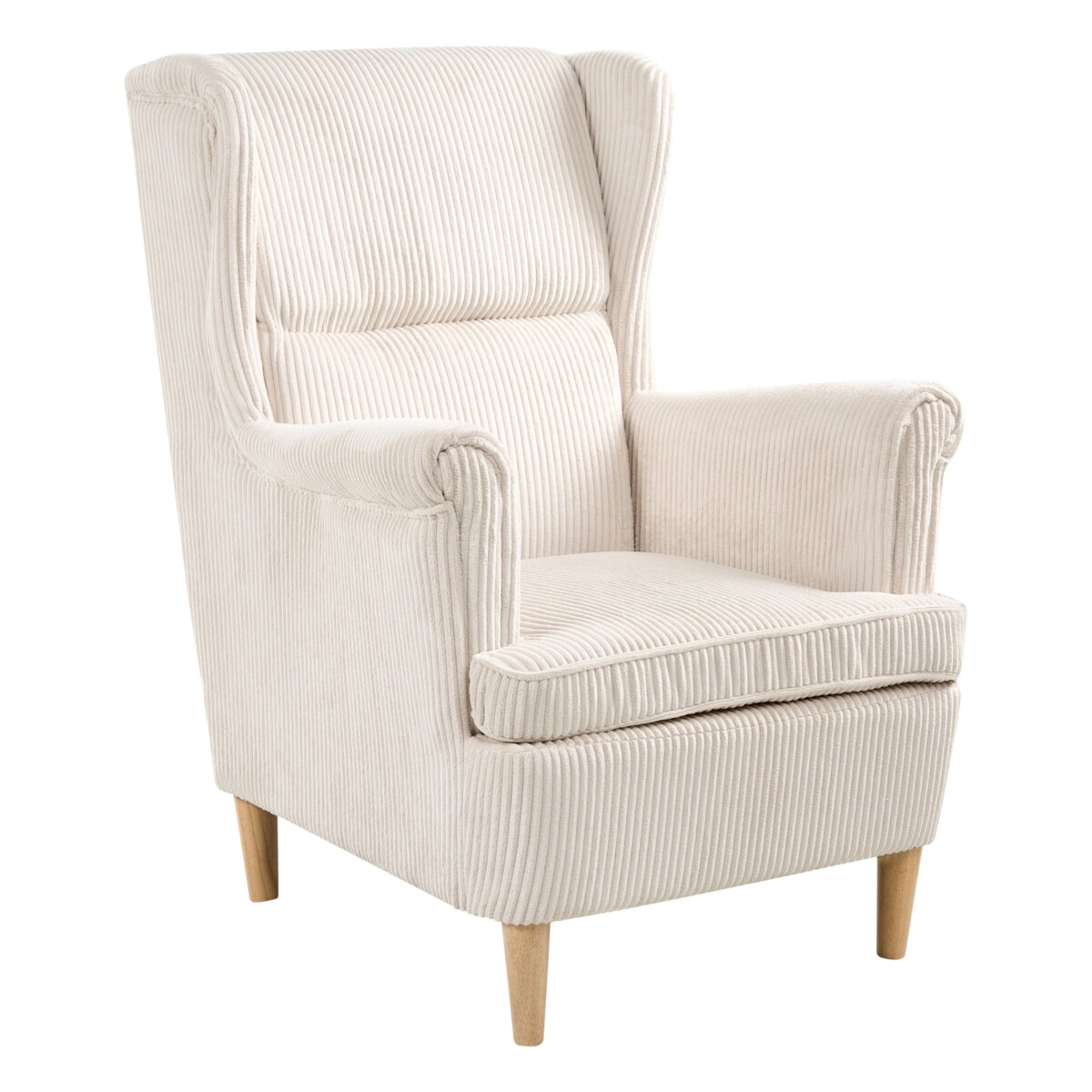 Fotel uszak ABSON Sztruks Jasnobeżowy