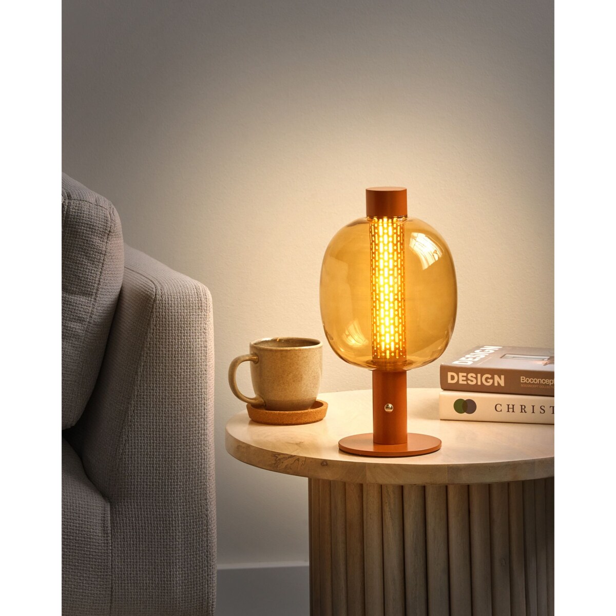 Bezprzewodowa lampa stołowa LED BOJO Ze ściemniaczem Metal Brązowy