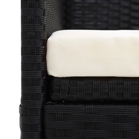 vidaXL Sofa ogrodowa z poduszkami, polirattan, czarna