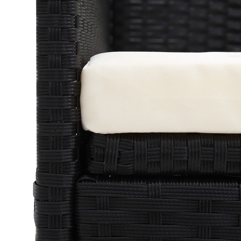 vidaXL Sofa ogrodowa z poduszkami, polirattan, czarna