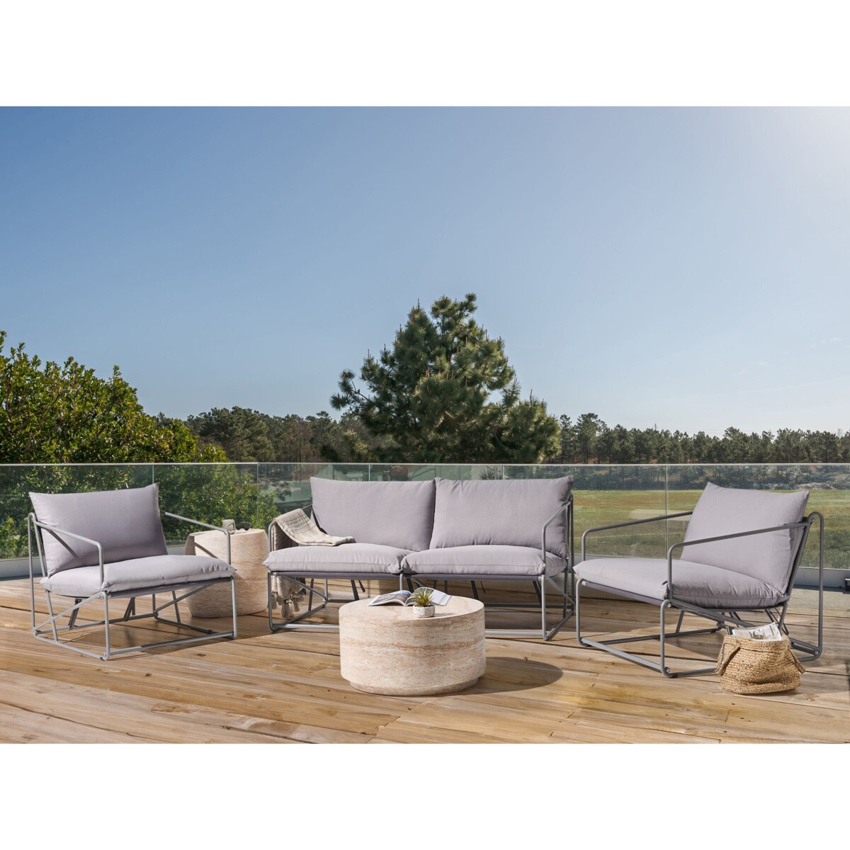 Zestaw ogrodowy dla 4 osób PONTE Metal Szary