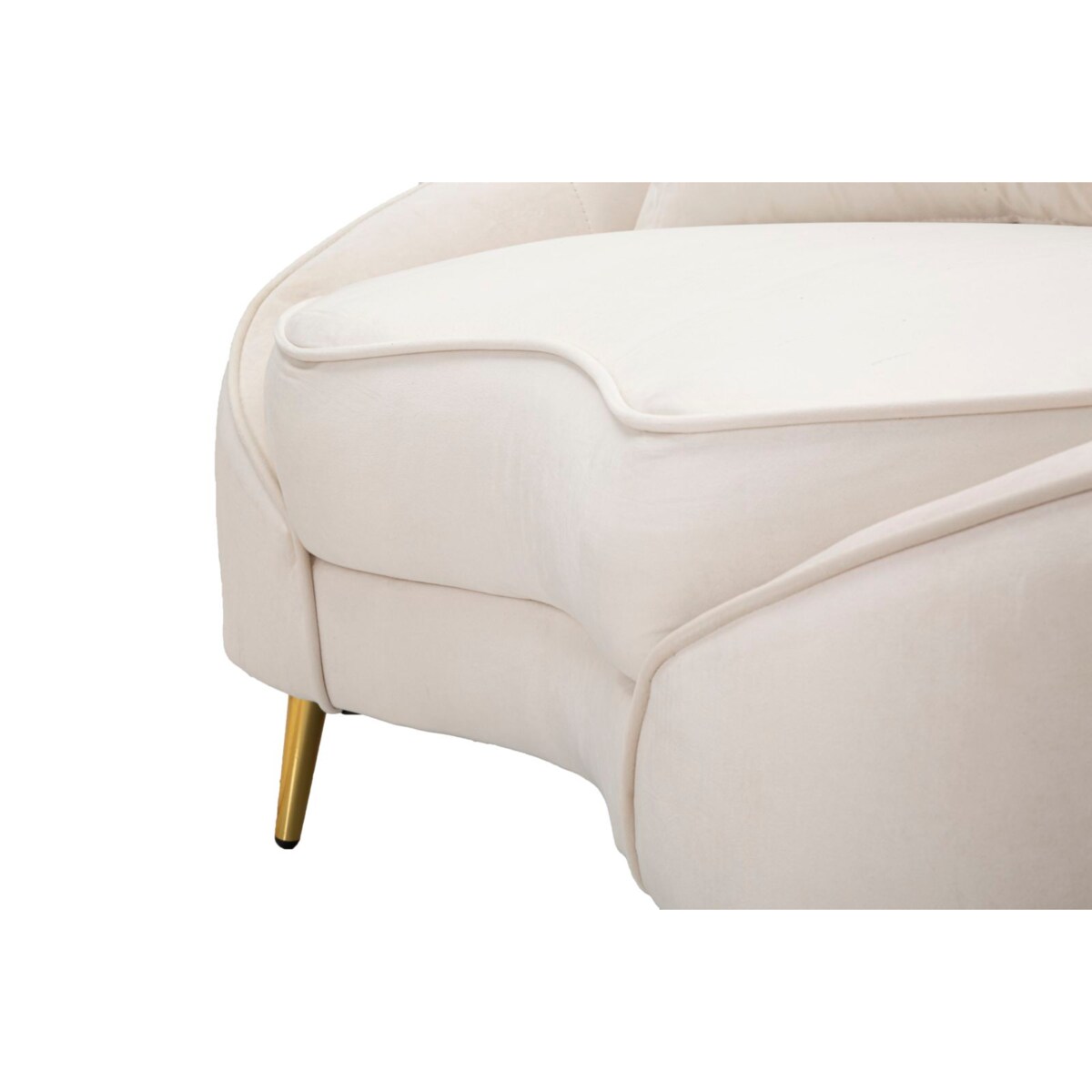 Sofa Oslo, kolor kremowy i złoty, poliester, drewno eukaliptusowe i metal, 148 x 84 x 68 cm, do salonu, Mauro Ferretti