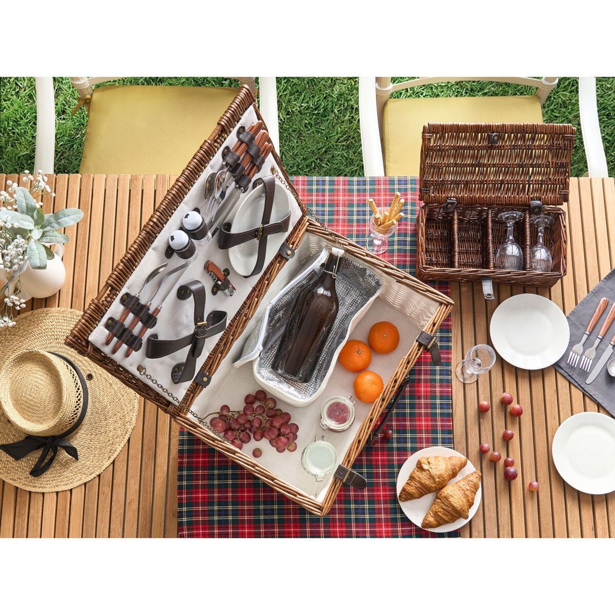 Kosz piknikowy PRUNEAU Plecionka Brązowy