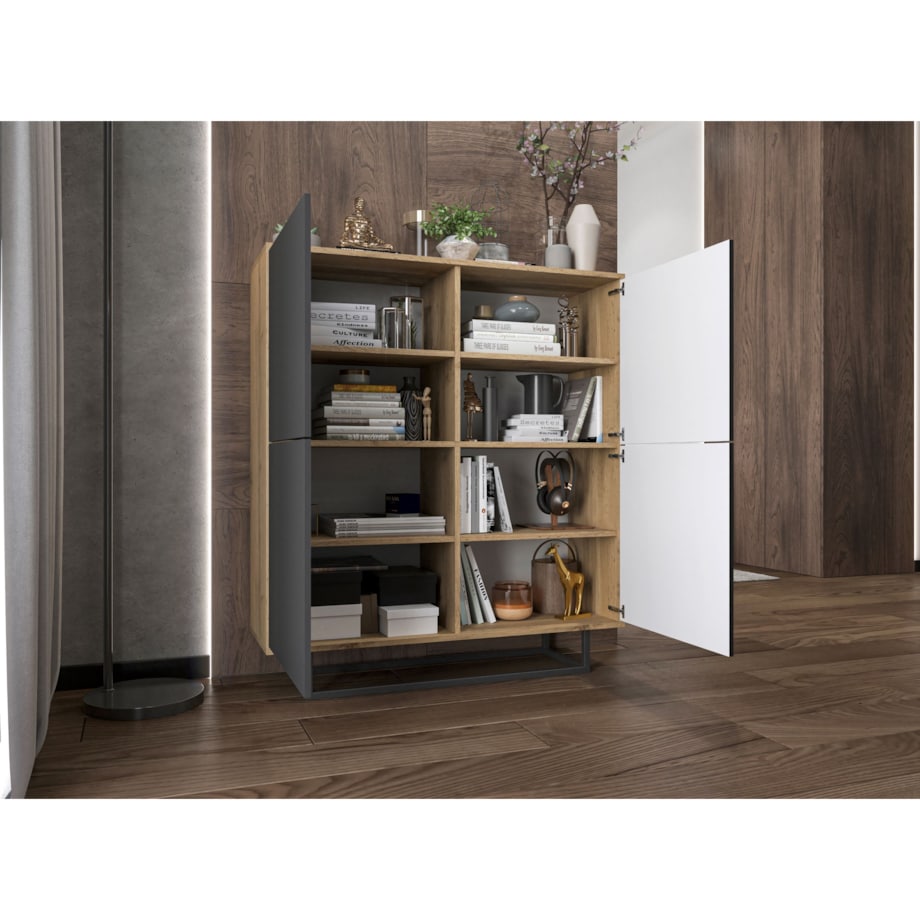 Komoda Loft Szafka RTV Loft Dąb Wotan Grafit MAT 113 cm