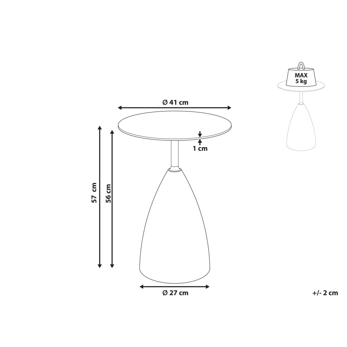 Stolik pomocniczy WALLIS Szkło hartowane Brązowy/ czarny