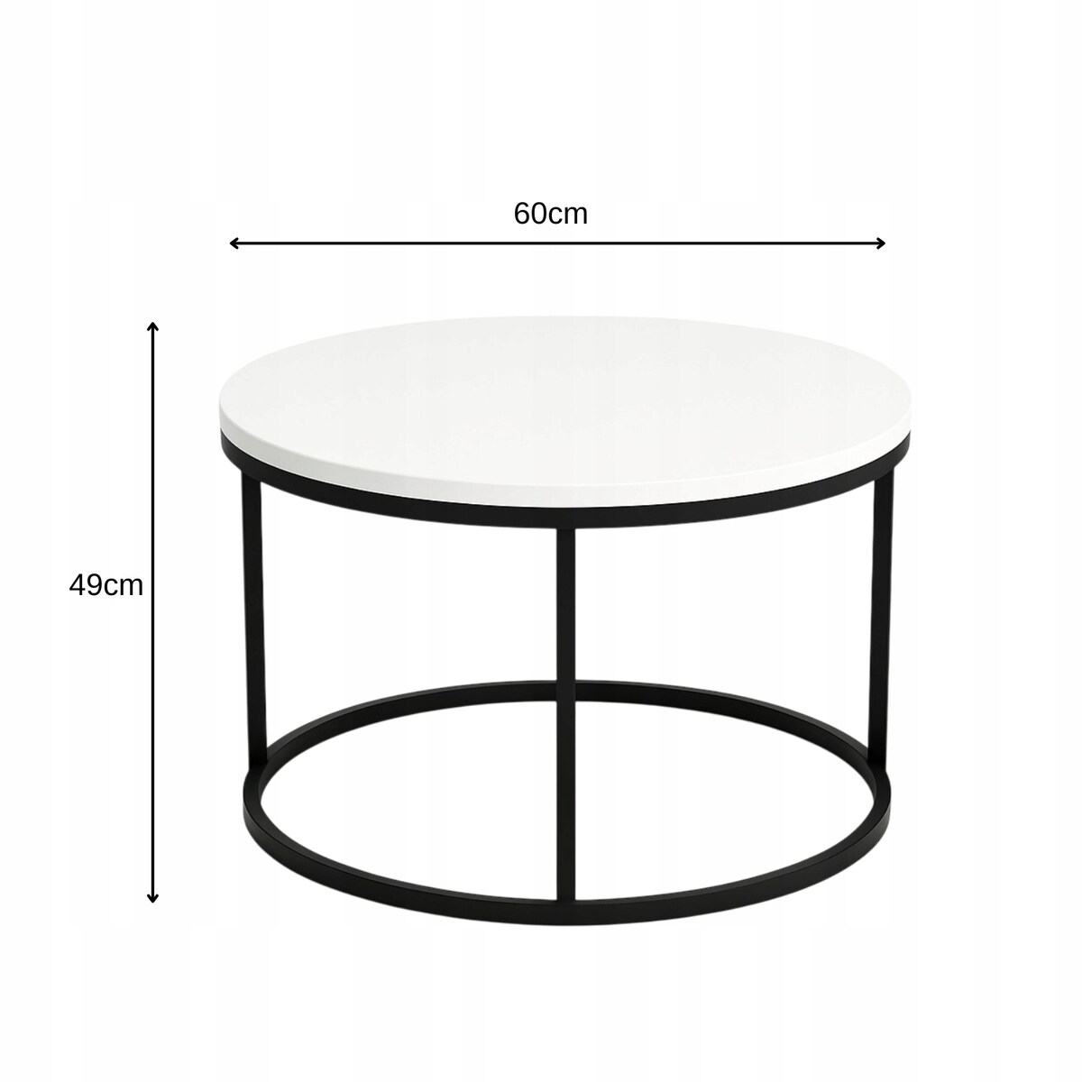 Stolik Kawowy BIAŁY 60 cm Metal Minimalizm Industrialny Styl SOFT LOFT