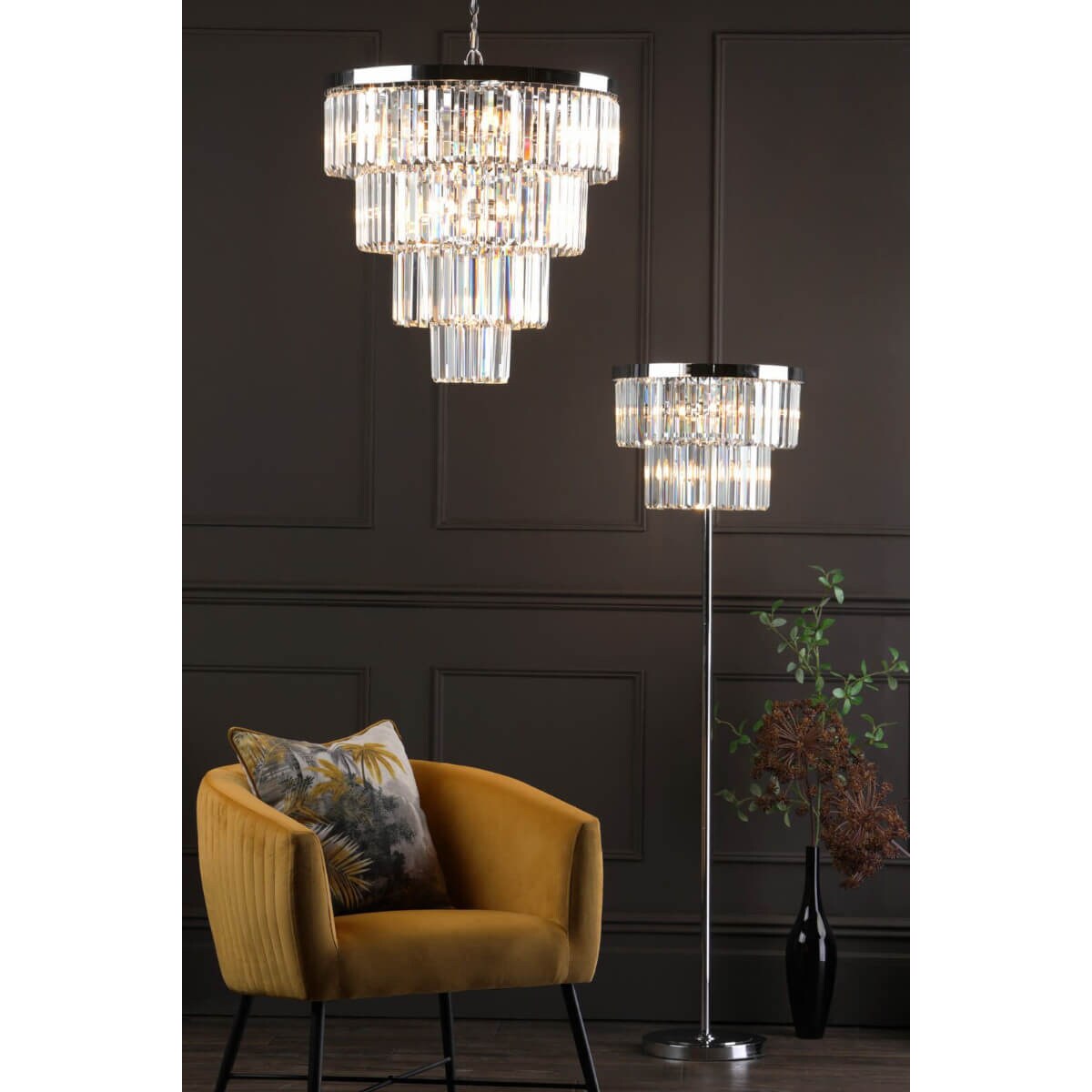 Pałacowa lampa wisząca Angel ANG0808 Dar Lighting kryształ chrom przezroczysta