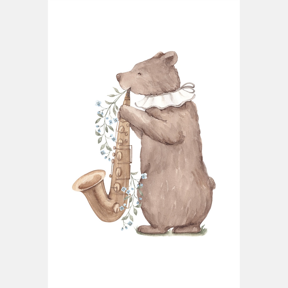 Plakat dla dzieci Miś muzyk 20x30