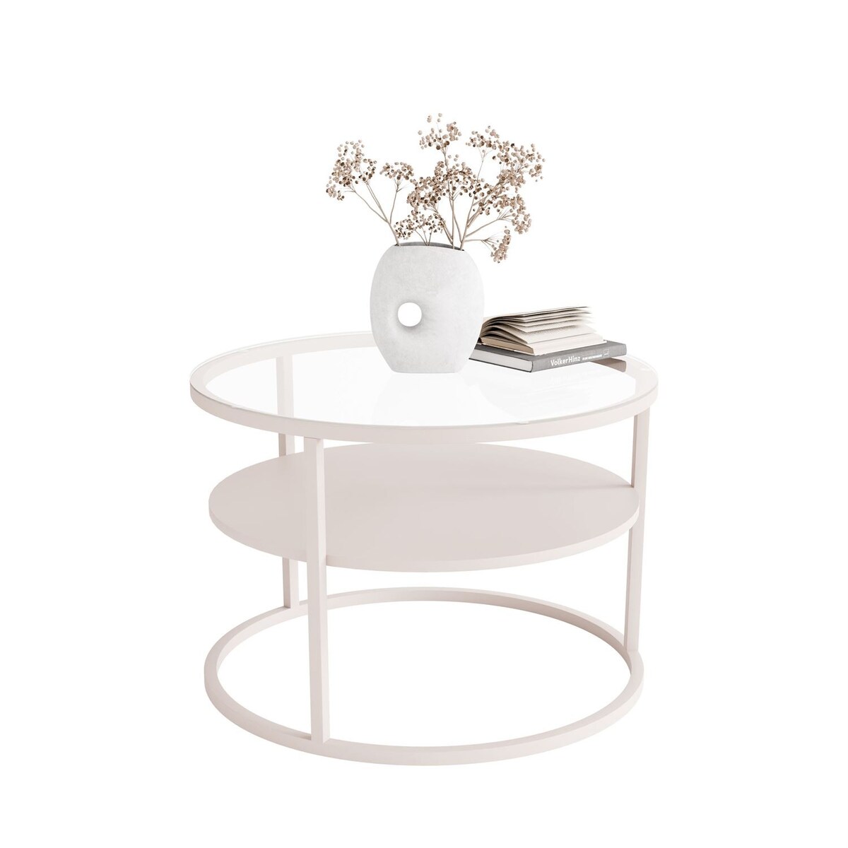 Stolik Kawowy CIRI GLASS KASZMIR z półką, blat przezroczyste szkło