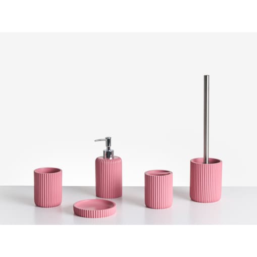 Zestaw akcesoriów łazienkowych 5 elementów CAMANA Różowy