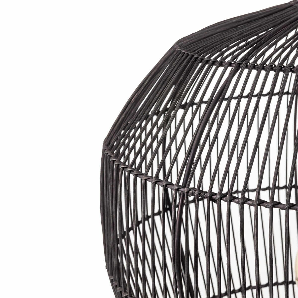 Wisząca lampa Haiti 11166 Nowodvorski japandi klatka koszyk bambusowa czarna