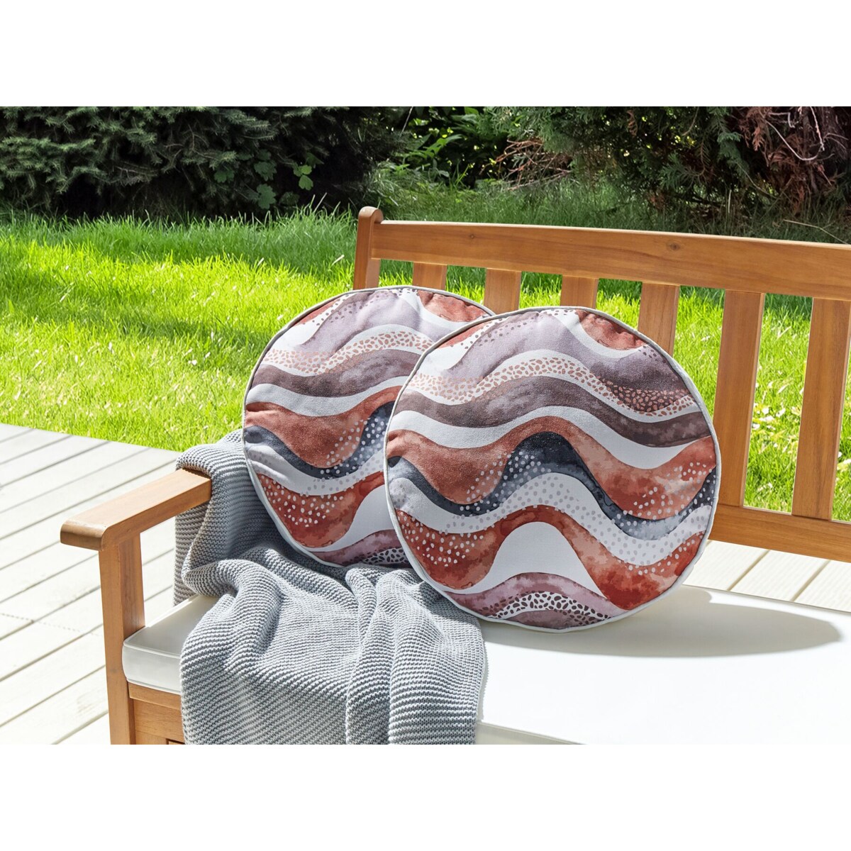 2 poduszki ogrodowe abstrakcyjny motyw 40 cm brązowy SEBORGA