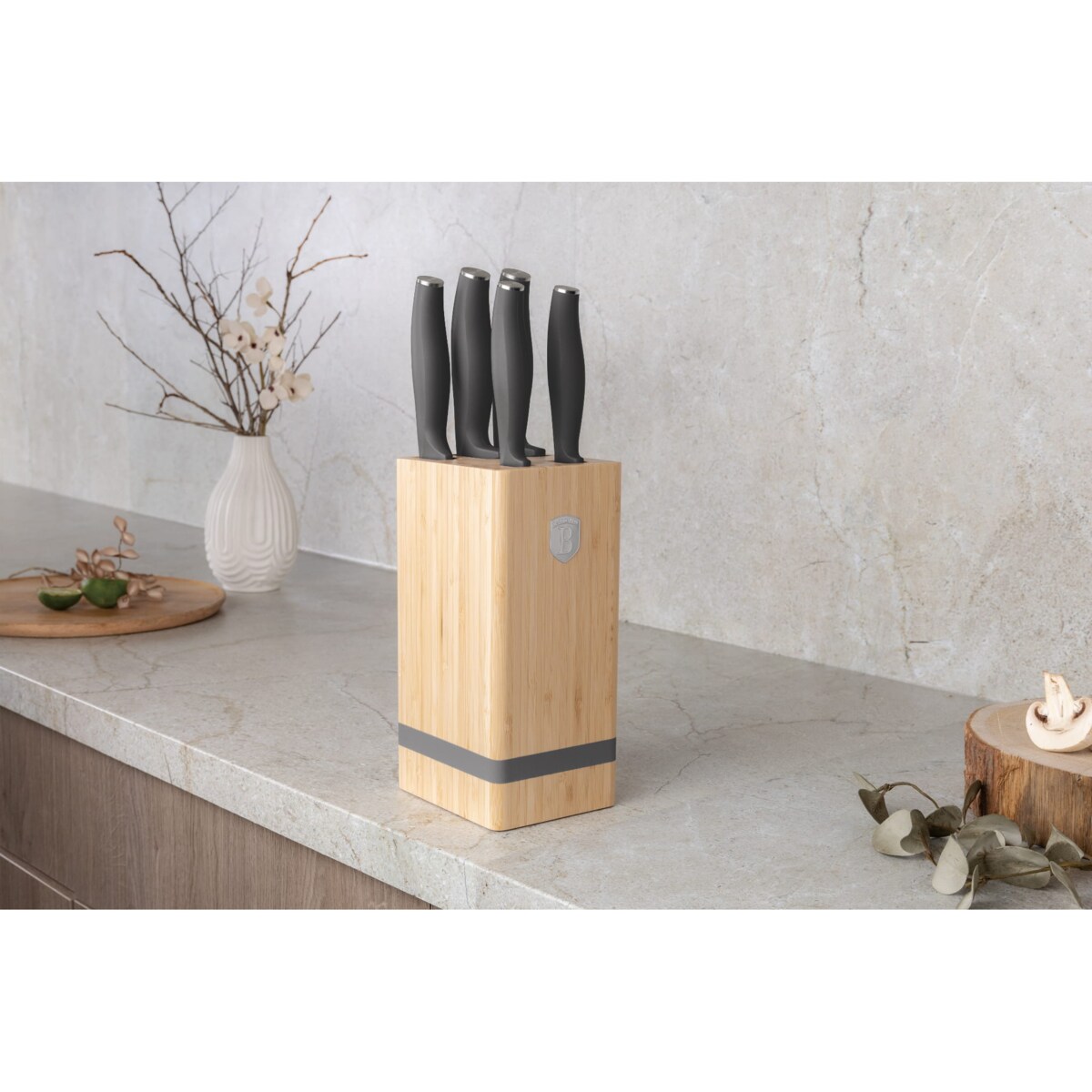 Zestaw noży w bloku bambusowym 6 elementów BERLINGER HAUS Antracit