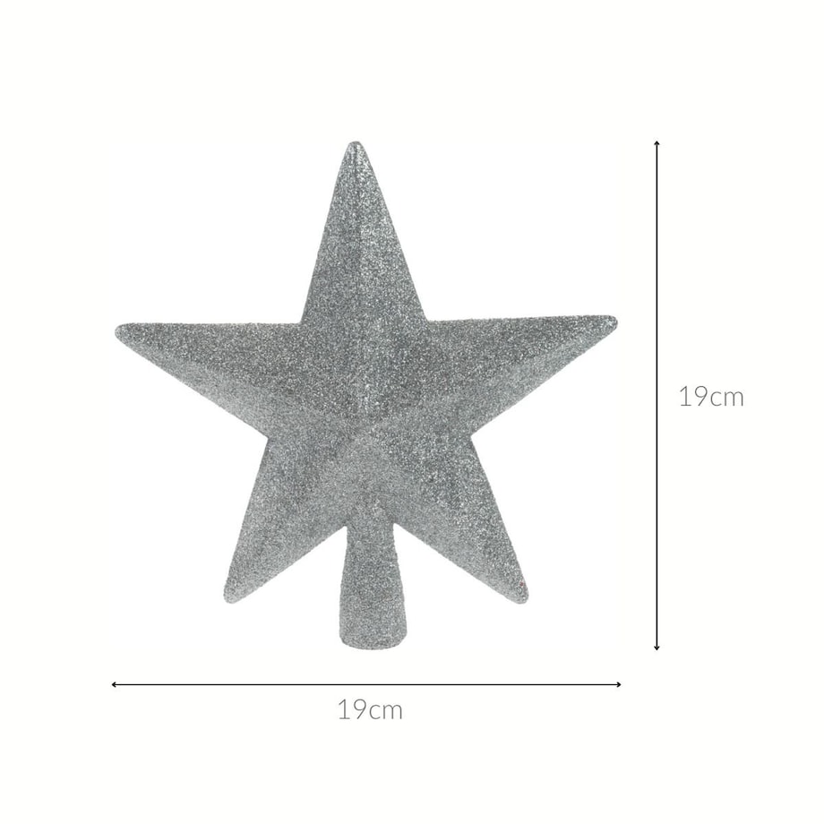 Czubek na choinkę gwiazda z brokatem, 19 cm