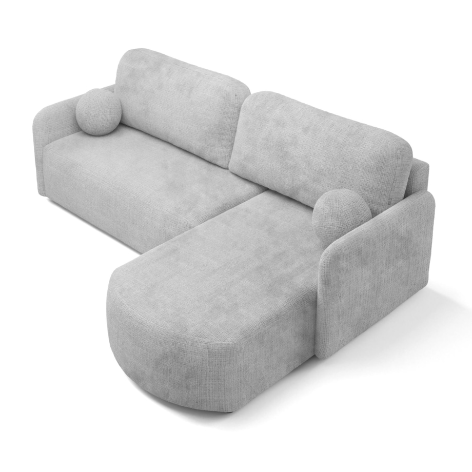 Nowoczesny Narożnik BON z funkcją spania, obity tkanina Cremona jasno-szary