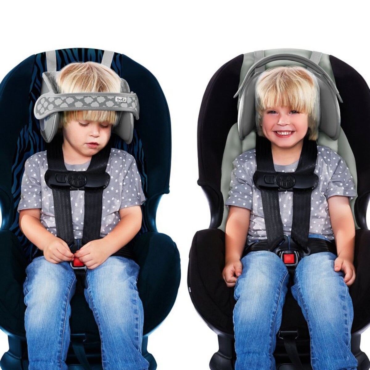 Opaska podtrzymująca głowę w foteliku samochodowym dla dzieci - szara