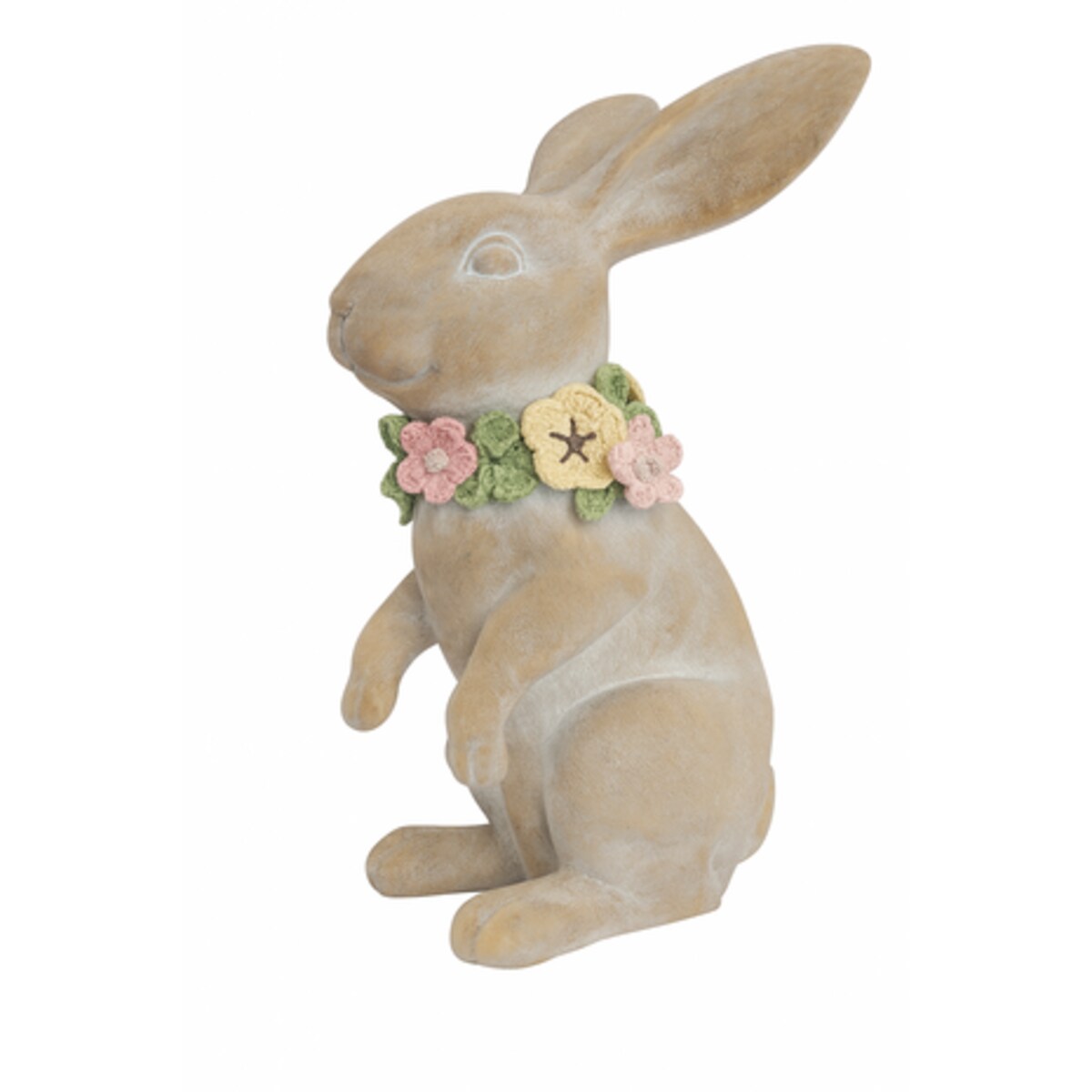 Dekoracja - ceramiczny królik z obrożą LED 35,5x20,5x14,8 cm stojący słupka