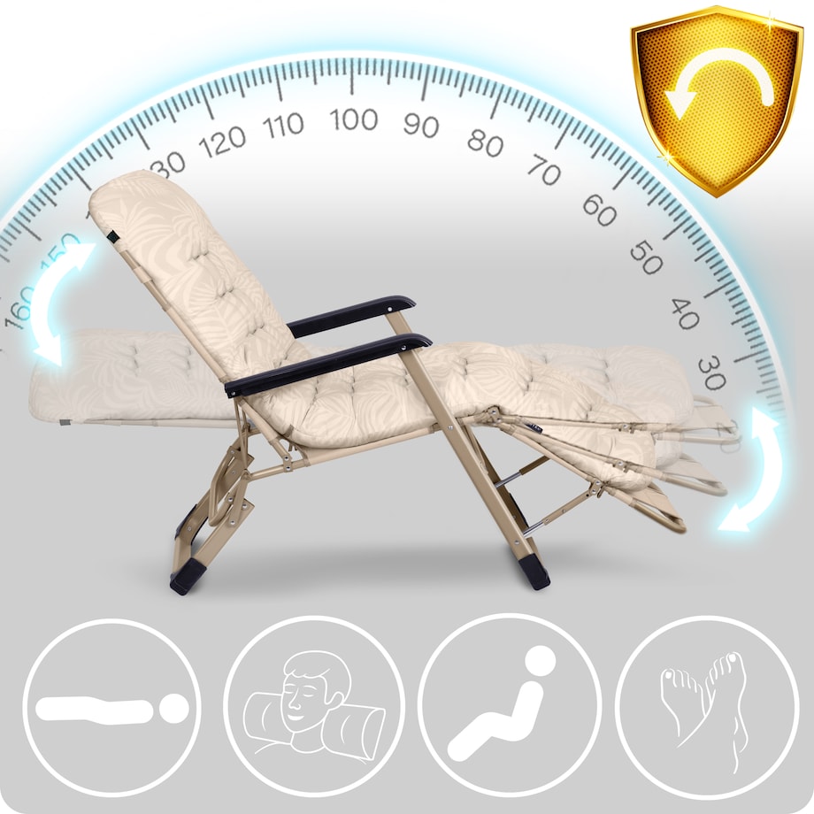 Leżak ogrodowy grawitacyjny z poduszką Sofotel składany fotel na taras balkon 2 szt.