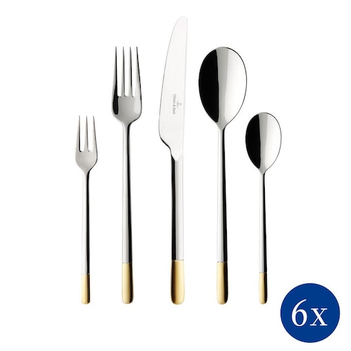 Zestaw sztućców Ella partially gold plated, 30 el, Villeroy & Boch