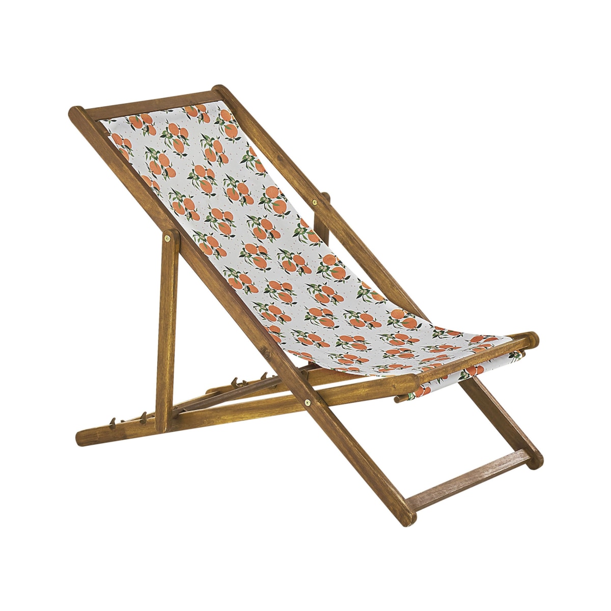 Zestaw 2 leżaków ogrodowych jasne drewno akacjowe wzór w pomarańcze ANZIO