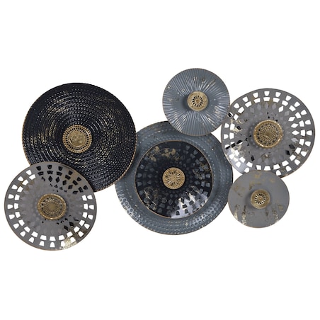 Dekoracja ścienna metalowa Koła czarno-szaro-złote